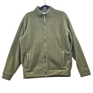 Orvis Classic Collection Mens Small Olive Green Sherpa Fleece Full Zip Jacket